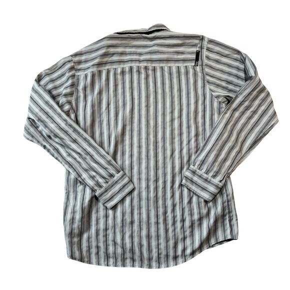 RIP CURL Button Down Long sleeve Shirt, Blue, size, Large, Cotton Blend, striped - Picture 2 of 8
